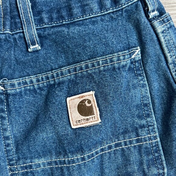 Y2K Carhartt Dungaree Relaxed Fit Jeans Wide Leg Medium Wash USA Size 36X30 - Picture 5 of 6
